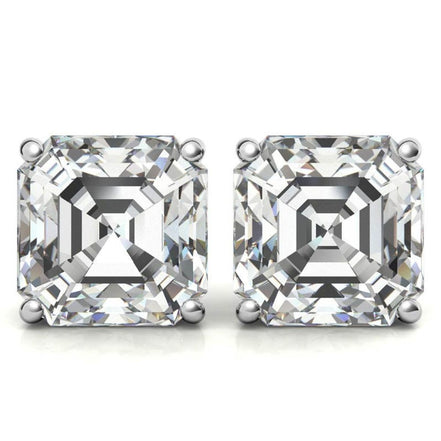 Solitaire Moissanite Assher Cut Push Back Stud Earrings