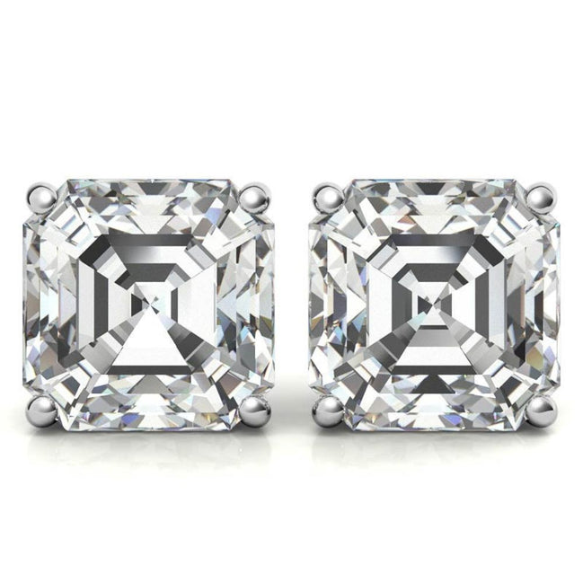 Solitaire Moissanite Assher Cut Push Back Stud Earrings