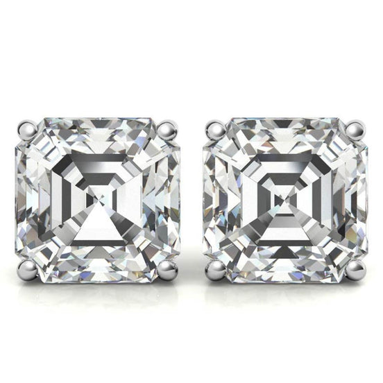 Solitaire Moissanite Assher Cut Push Back Stud Earrings