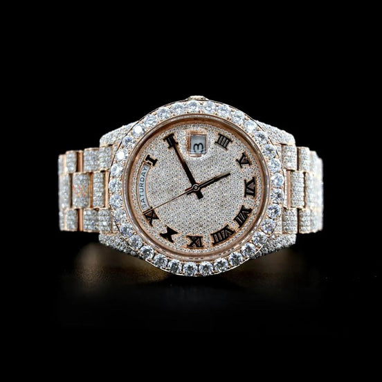 Moissanite Day Date Luxury Timepieces For Him