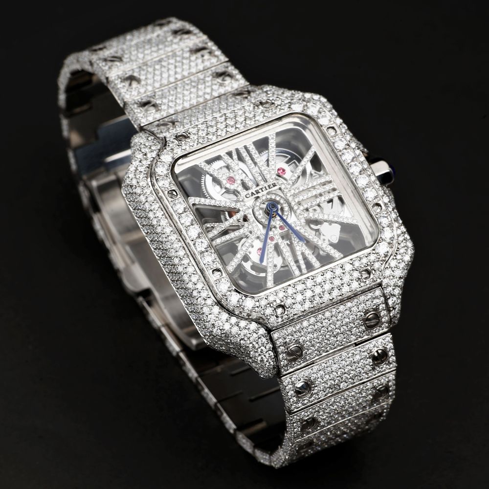 Iced Out Skeleton Moissanite Automatic Watch