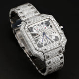 Iced Out Skeleton Moissanite Automatic Watch