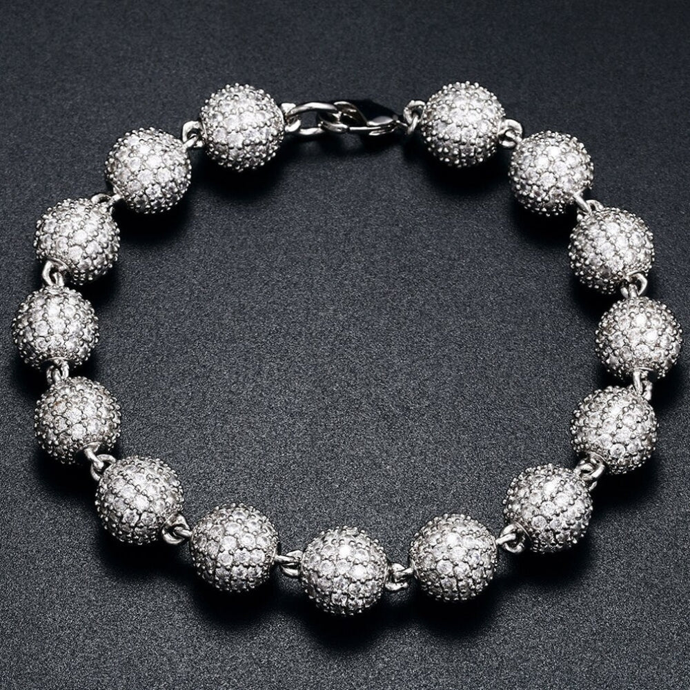 Ball Link Iced Out Moissanite Diamond Unisex Bracelet