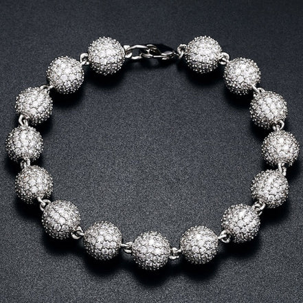 Ball Link Iced Out Moissanite Diamond Unisex Bracelet