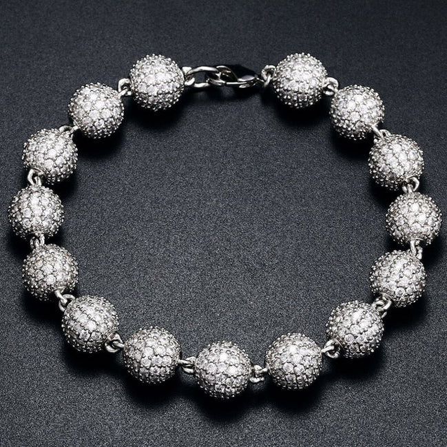 Ball Link Iced Out Moissanite Diamond Unisex Bracelet