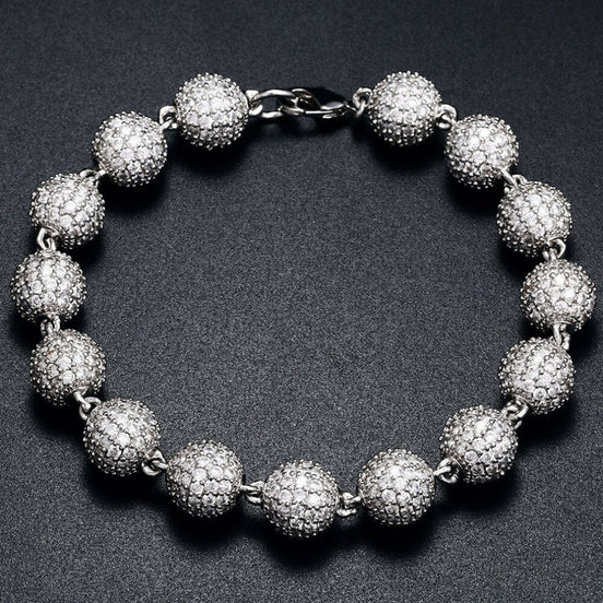 Ball Link Iced Out Moissanite Diamond Unisex Bracelet