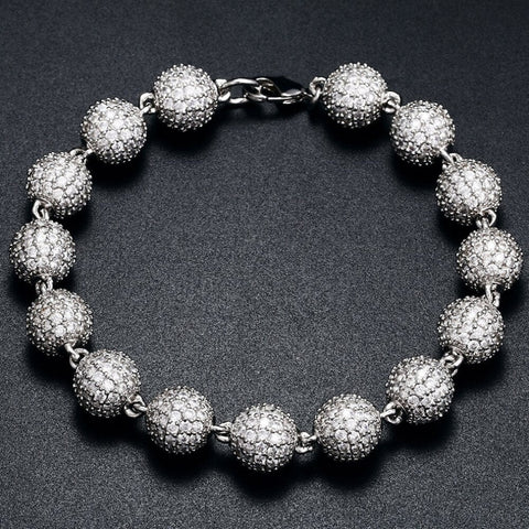 Ball Link Iced Out Moissanite Diamond Unisex Bracelet