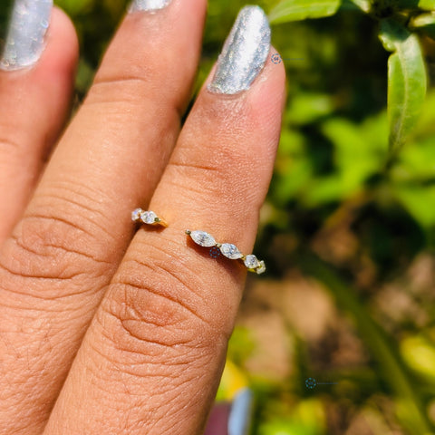 Open Cuff Lab Grown Diamond Marquise Cut Wedding Band