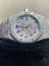 Moissanite Full Iced Out Blue Arabic Dial Hip Hop Watch