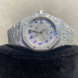 Moissanite Full Iced Out Blue Arabic Dial Hip Hop Watch