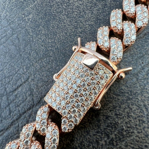 Rose Gold Plated Moissanite Cuban Link Bracelet