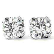 Sterling Silver Round Moissanite Stud Earrings