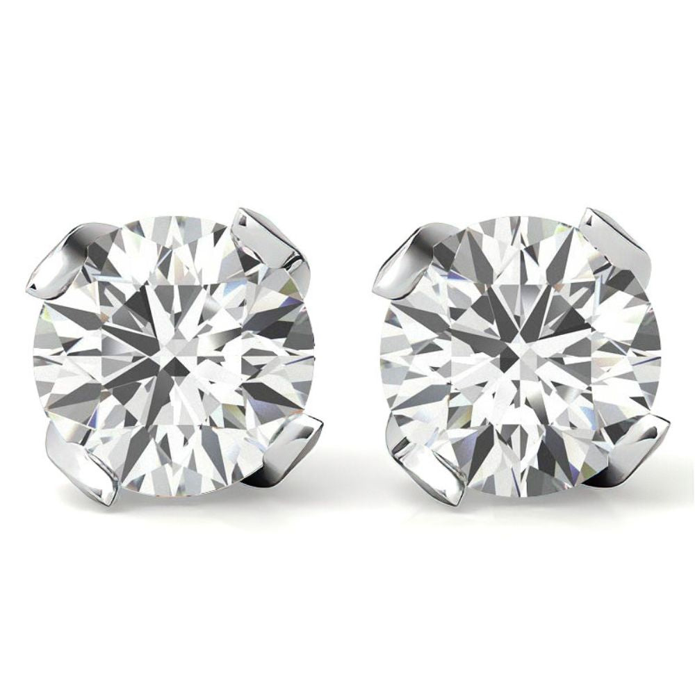 Sterling Silver Round Moissanite Stud Earrings