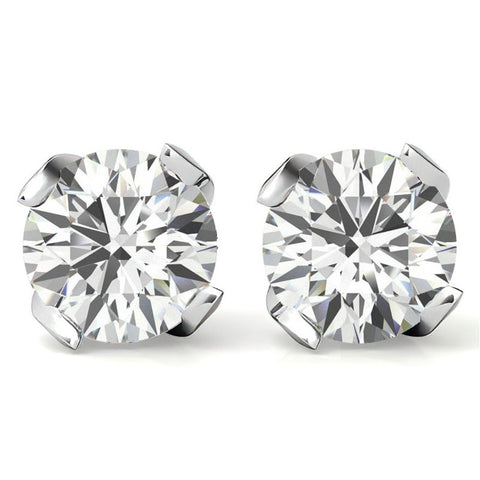 Sterling Silver Round Moissanite Stud Earrings