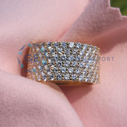 6 Row Round Cut Lab Grown Diamond Wedding Band