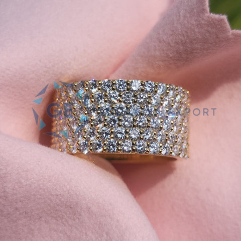 6 Row Round Cut Lab Grown Diamond Wedding Band