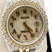 Arabic Number Dual Tone Iced Out Moissanite Watch