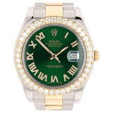 Stainless Steel Green Dial Moissanite Watch