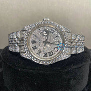 Roman Dial Full White Moissanite Wrist Watch