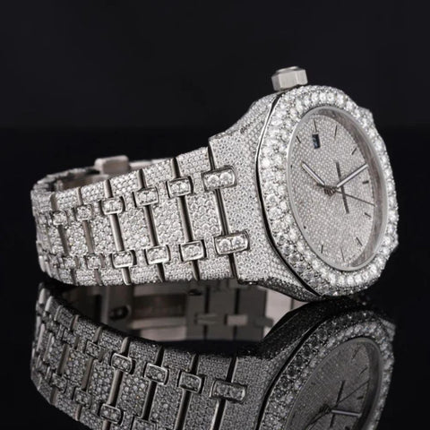 Fully Iced Out D Color Moissanite Men's Watch
