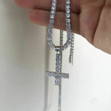 Upside Down Inverted Moissanite Tennis Cross Pendant