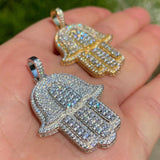 Hip Hop Moissanite Hamsa Hand 925 Silver Pendant