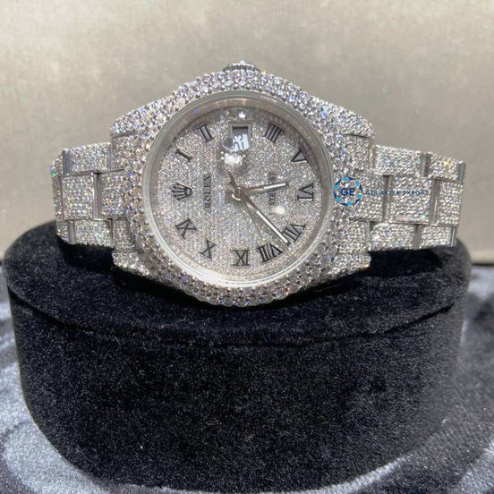 Stainless Steel Datejust Automatic Full White Moissanite Watch