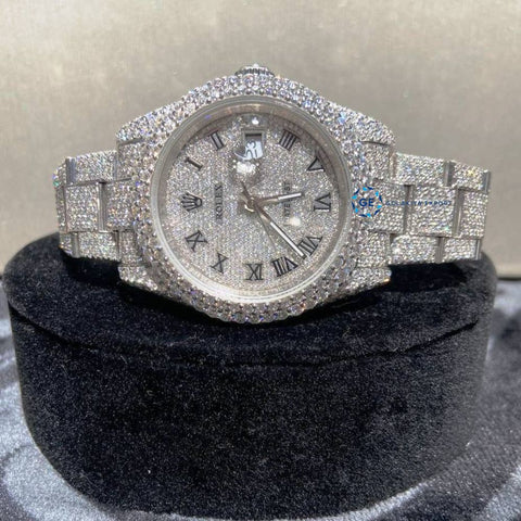 Stainless Steel Datejust Automatic Full White Moissanite Watch