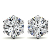Moissanite Round Cut Hidden Halo Earrings