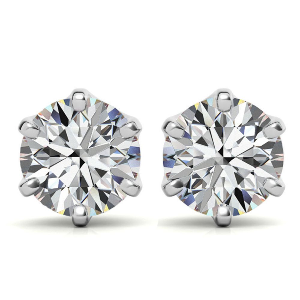 Moissanite Round Cut Hidden Halo Earrings