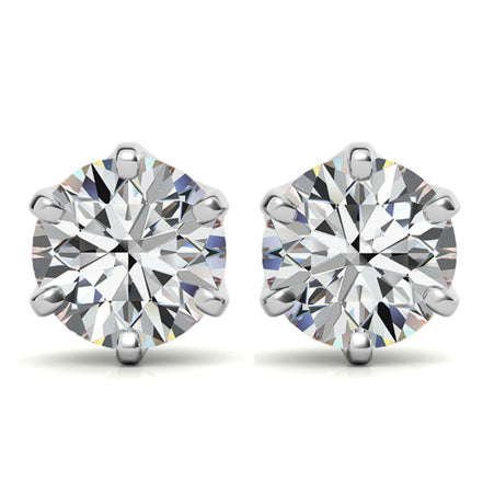 Moissanite Round Cut Hidden Halo Earrings