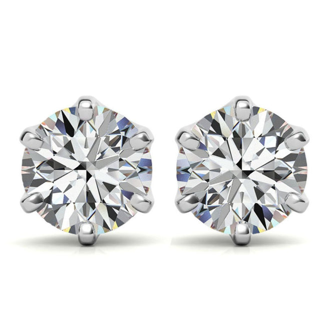 Moissanite Round Cut Hidden Halo Earrings