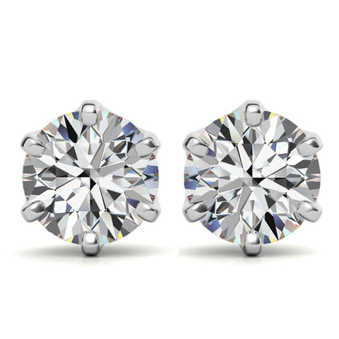 Moissanite Round Cut Hidden Halo Earrings