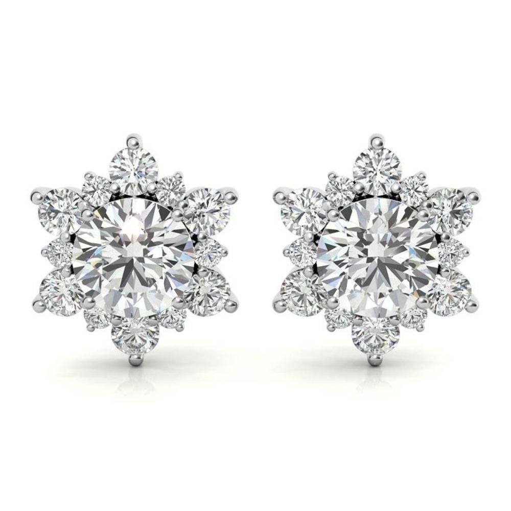 Elegant Moissanite Round Cut Halo Stud Earrings