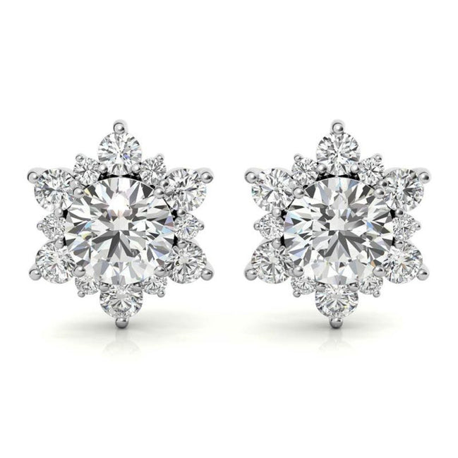 Elegant Moissanite Round Cut Halo Stud Earrings