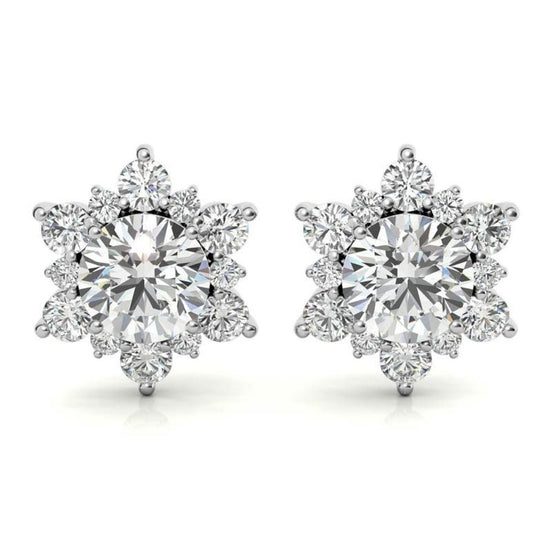 Elegant Moissanite Round Cut Halo Stud Earrings
