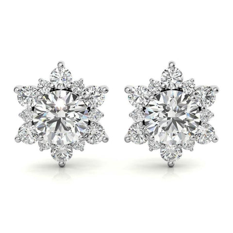 Elegant Moissanite Round Cut Halo Stud Earrings