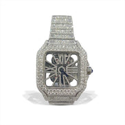 Moissanite Round Cut Skeleton Automatic Wrist Hip Hop Watch
