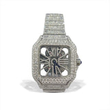 Moissanite Round Cut Skeleton Automatic Wrist Hip Hop Watch