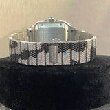 Black & White Army Design Dual Tone Moissanite Men's Watch