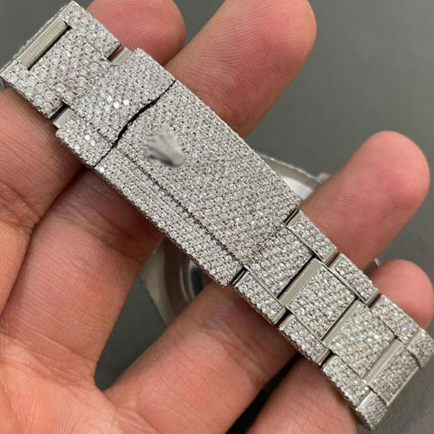 Fully Iced Out Date Just Wrist Watch For Men's