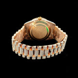 Green Dial Day Date Moissanite Wrist Watch For Men's