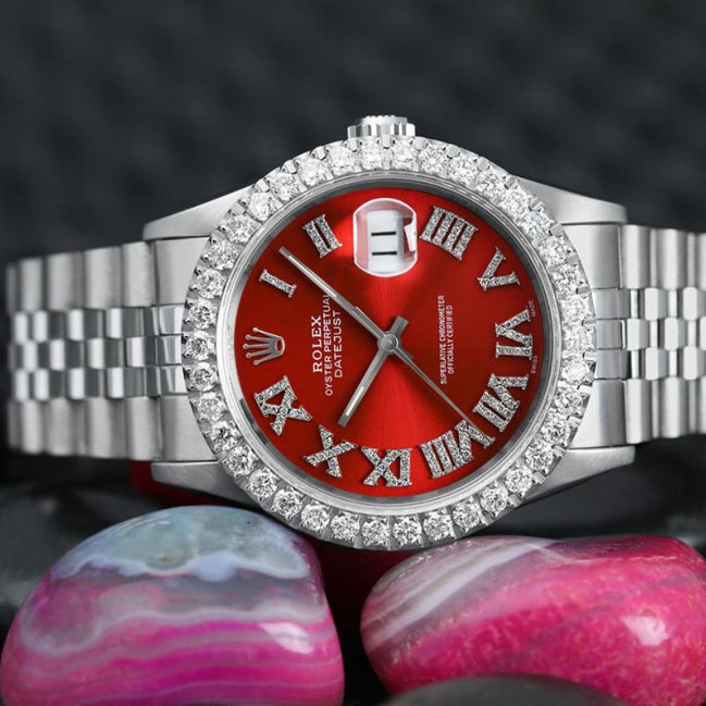 Red Roman Dial Datejust Automatic Watch