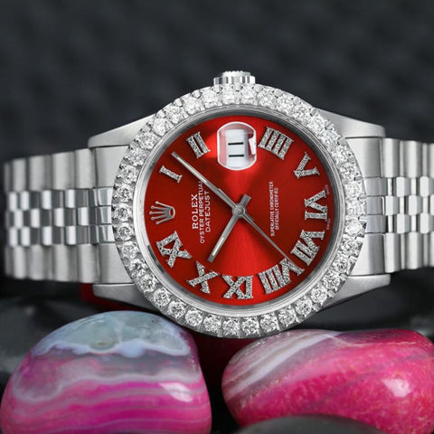 Red Roman Dial Datejust Automatic Watch
