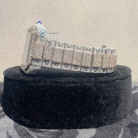 Dual Tone Moissanite Iced Out Automatic Wrist Watch