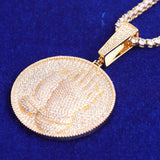 D Color Moissanite Praying Hand Round Shape Iced Out Pendant