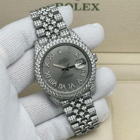 41mm Iced Out Roman Numeral Moissanite Hip Hop Watch
