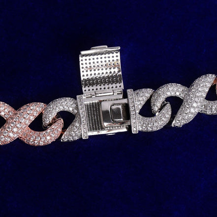 Dual Tone Infinity Miami Link Moissanite Chain