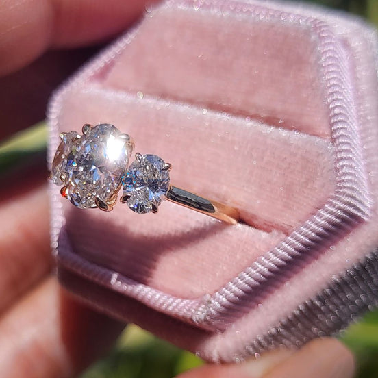Oval Cut Three Stone Lab Grown Diamond Ring