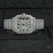 Full White Arabic Dial Moissanite Hip Hop Watch